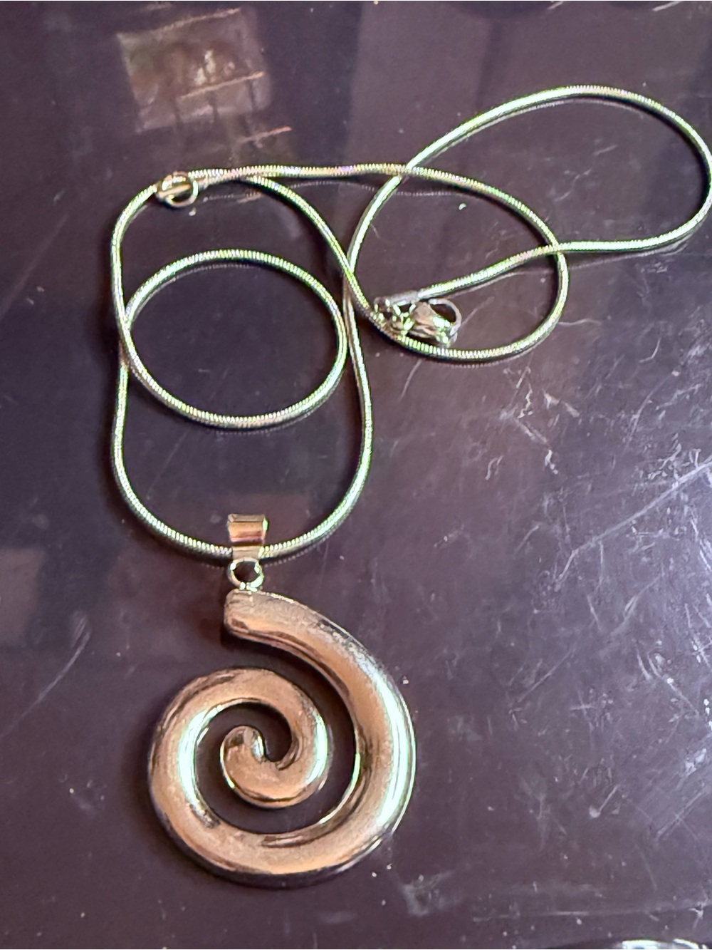 Stainless Steel Gold Spiral Pendant Necklace - Women Jewelry